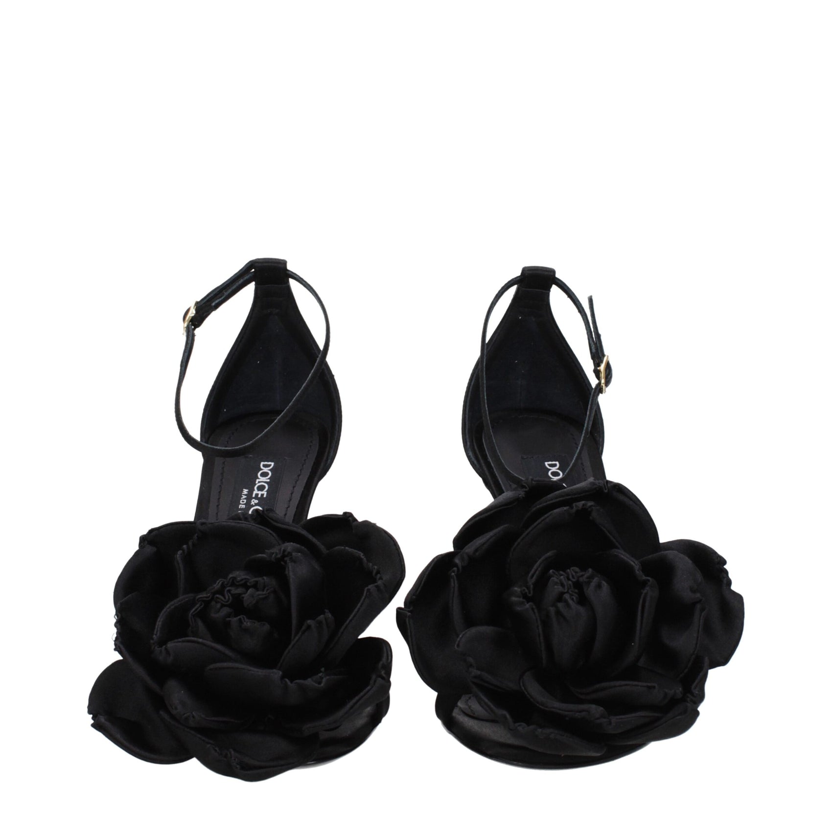 Dolce & Gabbana Black Satin Stiletto Heel Sandals
