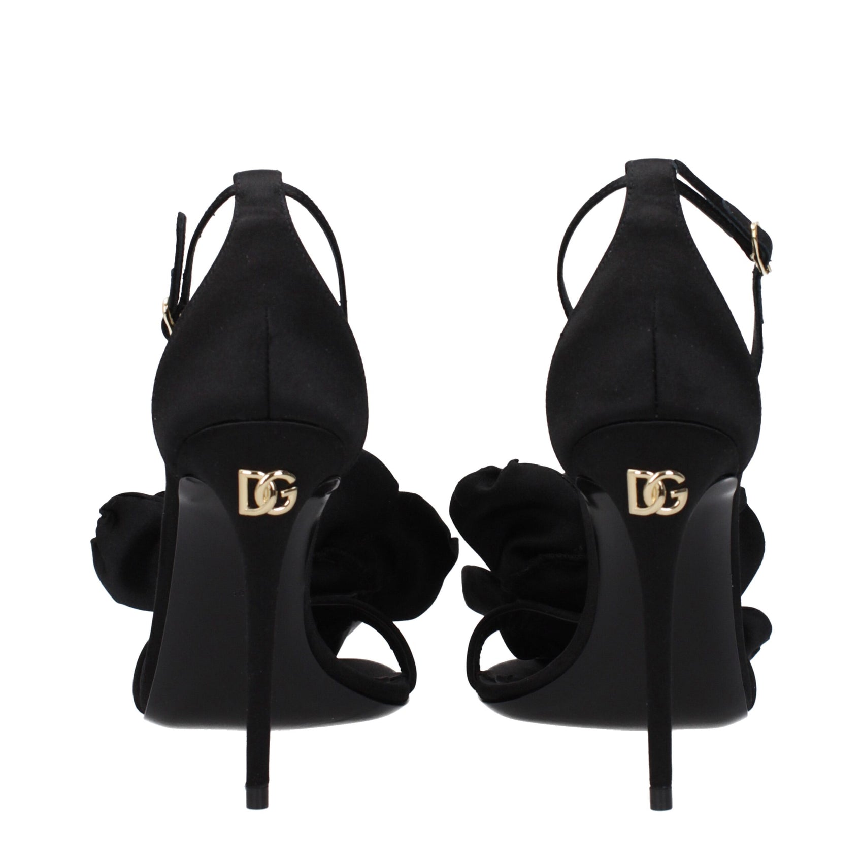 Dolce & Gabbana Black Satin Stiletto Heel Sandals