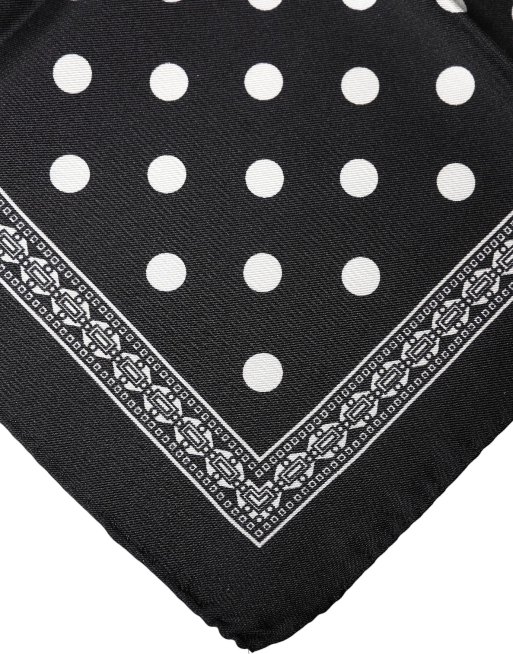 Dolce & Gabbana Black Polka Dot Square Handkerchief Scarf