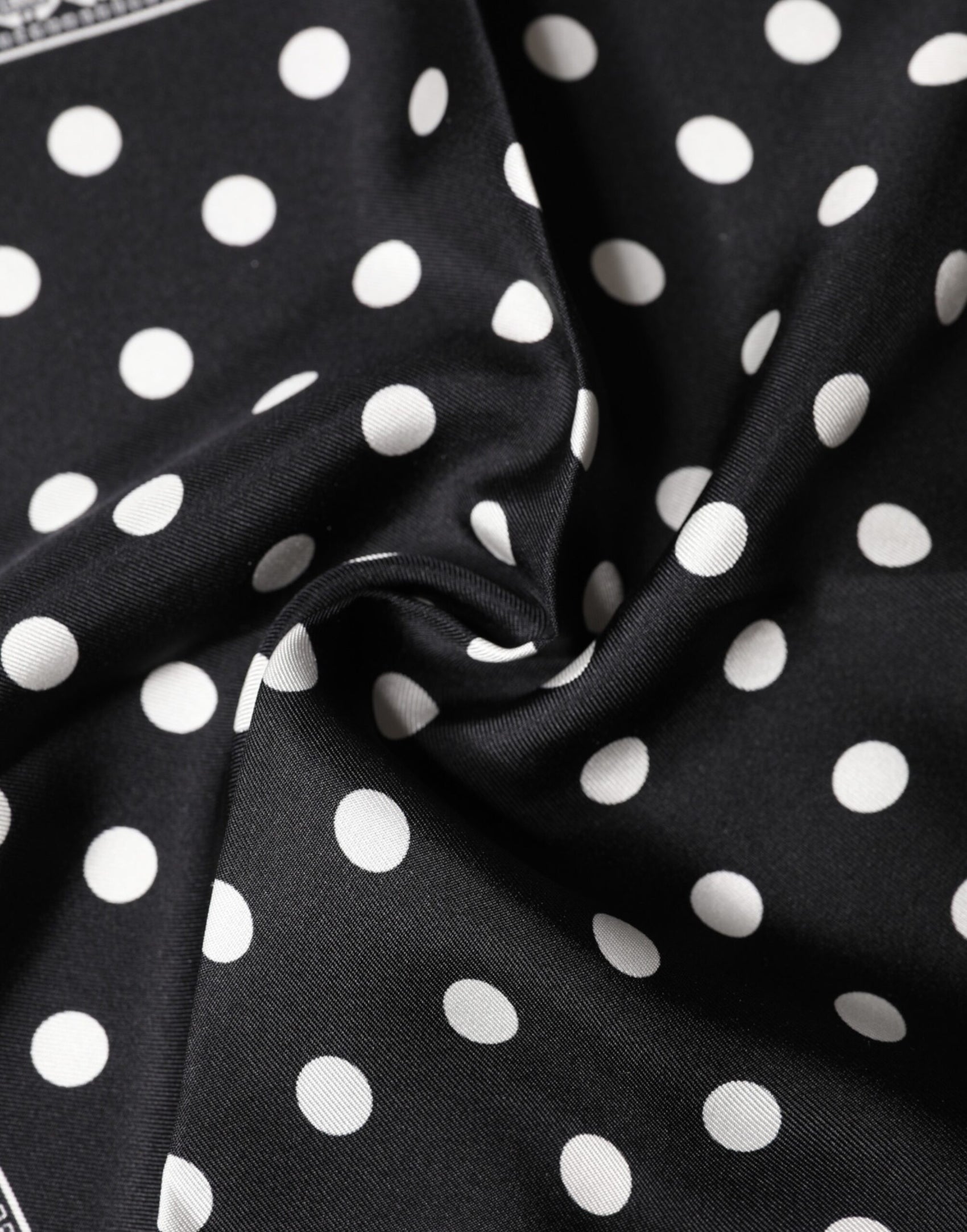 Dolce & Gabbana Black Polka Dot Square Handkerchief Scarf