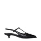 Miu Miu Black Leather Mid Heel Pumps