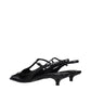Miu Miu Black Leather Mid Heel Pumps
