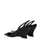 Givenchy Black Leather Wedge Sandals