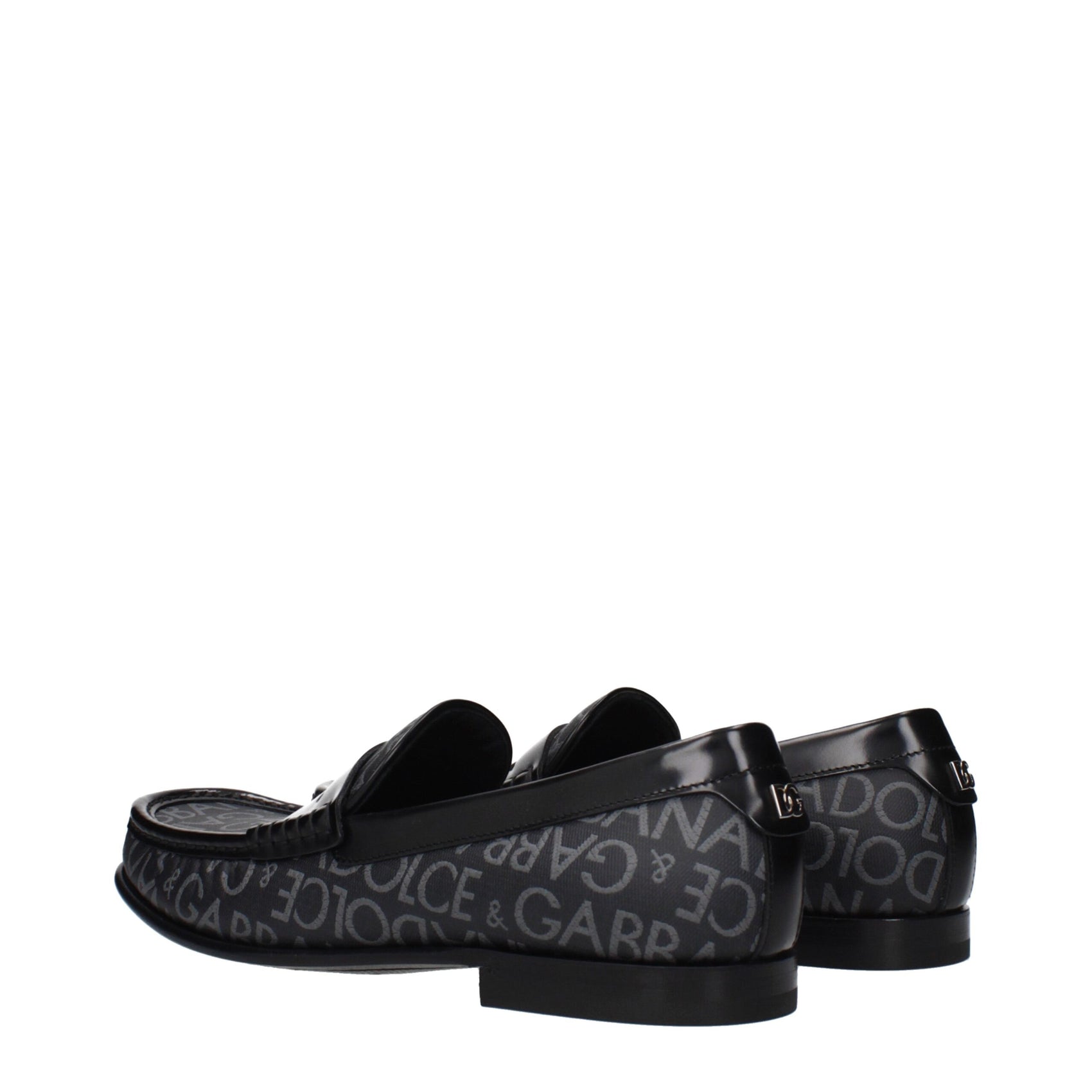 Dolce & Gabbana Black Fabric Slip-On Loafers