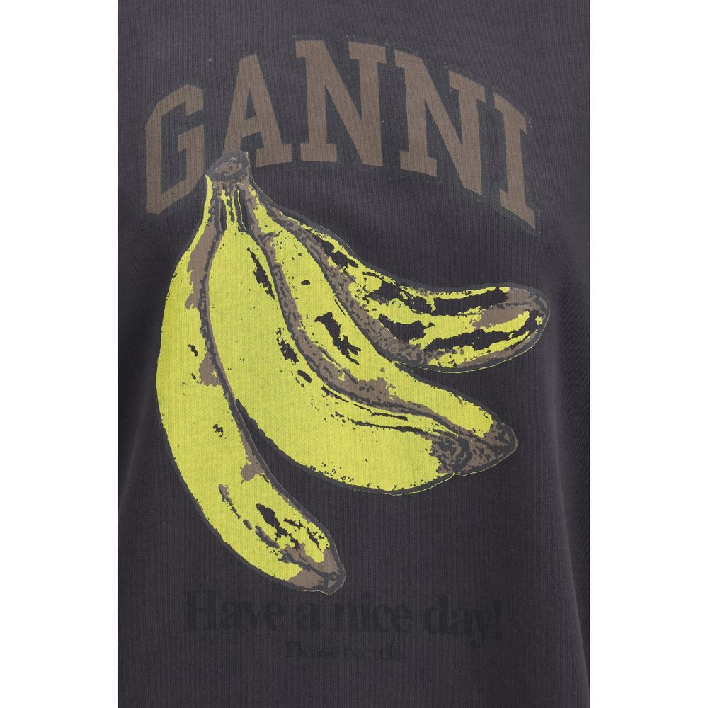 Ganni Black Cotton Sweatshirt
