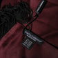 Dolce & Gabbana Maroon Silk Satin Fringes Neck Foulard Scarf