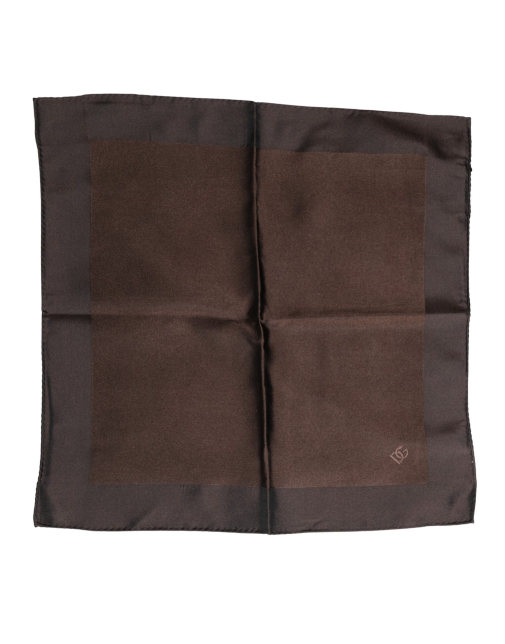 Dolce & Gabbana Brown Logo Silk Square Handkerchief Scarf