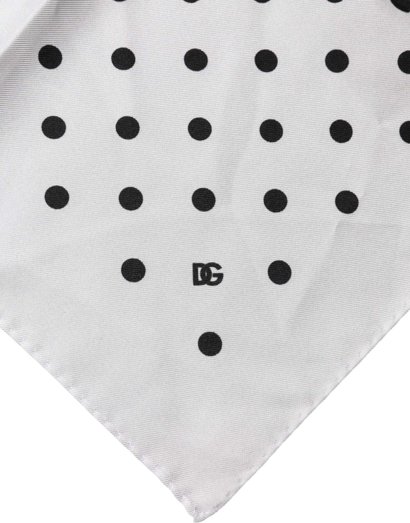 Dolce & Gabbana White Polka Dot Square Handkerchief Scarf