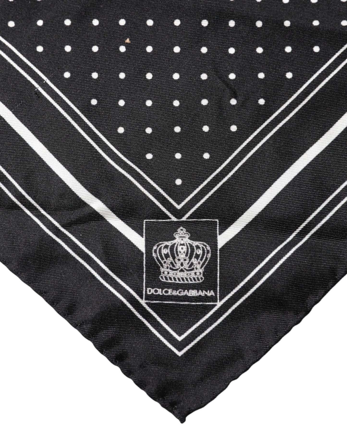 Dolce & Gabbana Scarf Black Poka Dot Men Square Handkerchief