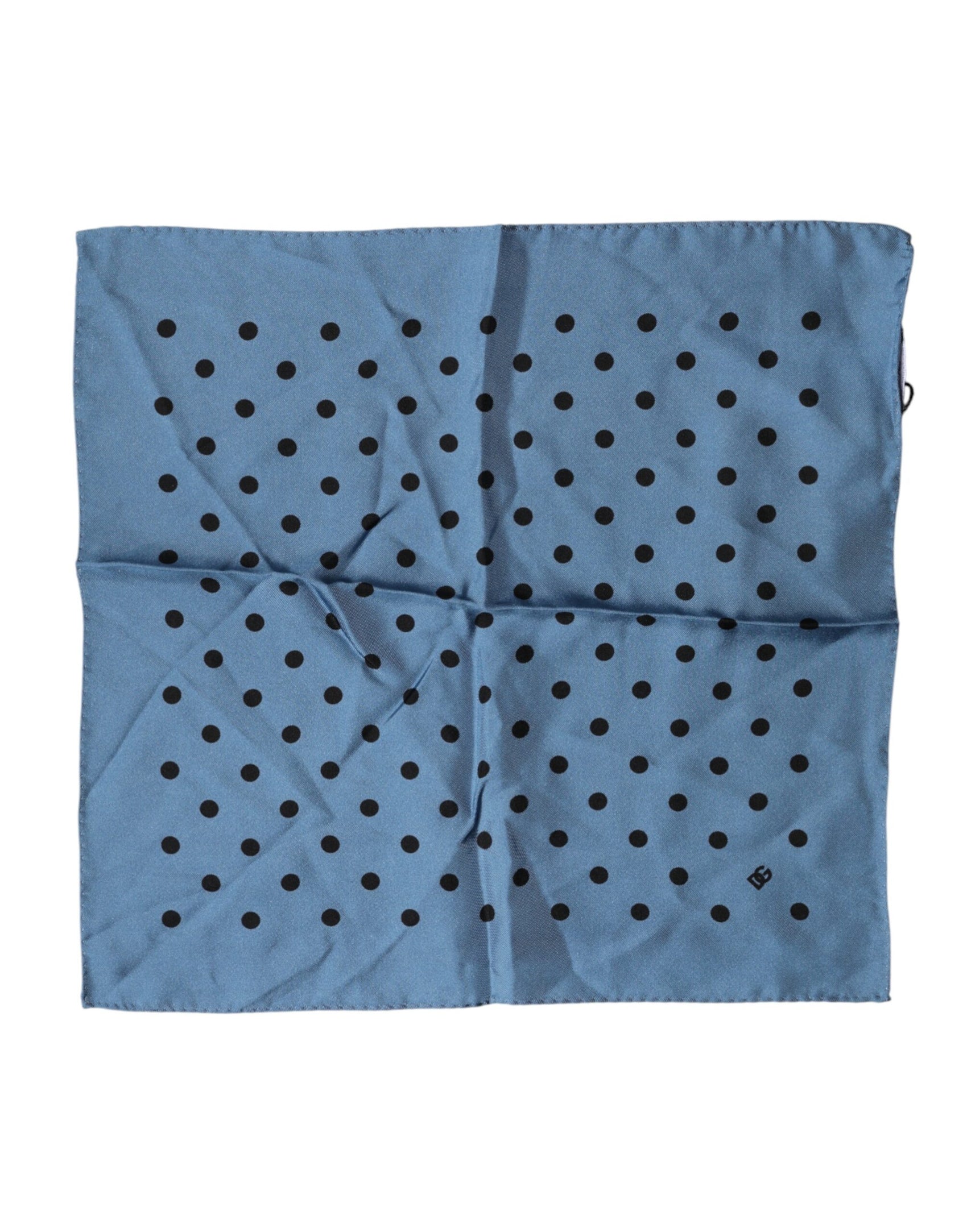 Dolce & Gabbana Blue Polka Dot Square Handkerchief Scarf