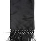 Dolce & Gabbana Black Silk Fringes Neck Wrap Foulard Scarf