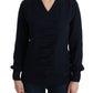 Costume National Blue V-Neck Lightweight Jumper Sweater