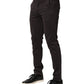 Sun68 Dark Brown Cotton Stretch Skinny Mid Waist Men Trouser Pants