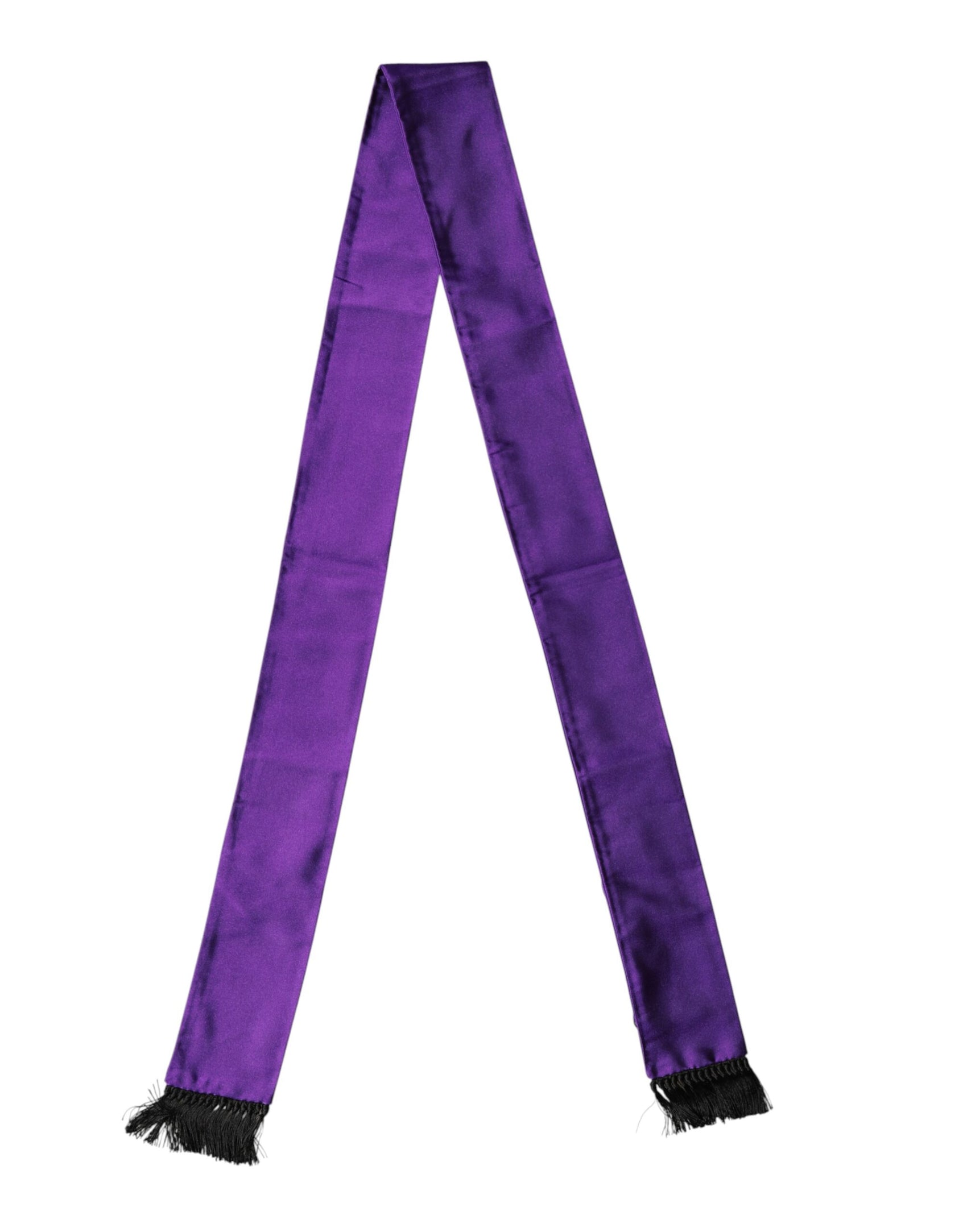 Dolce & Gabbana Violet Silk Fringes Neck Wrap Foulard Scarf