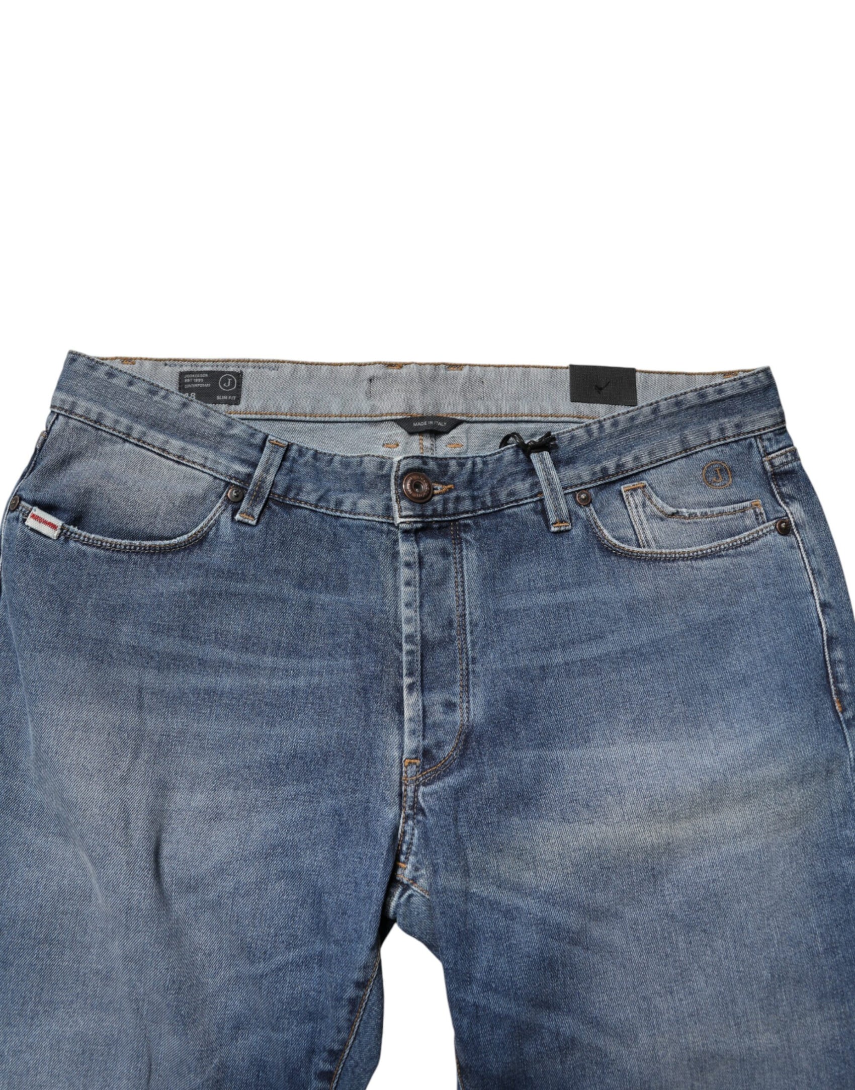 Jeckerson Blue Washed Mid Waist Straight Men Denim Trouser Jeans