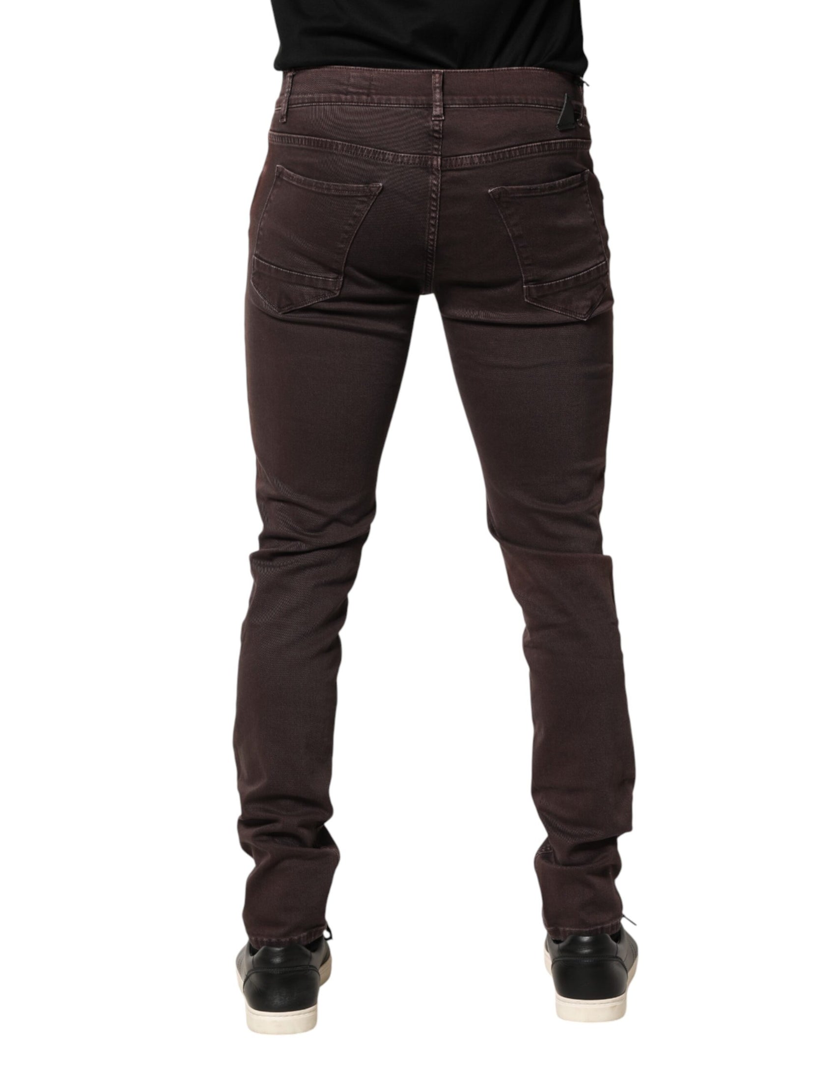 Daniele Alessandrini Brown Cotton Mid Waist Skinny Men Denim Jeans