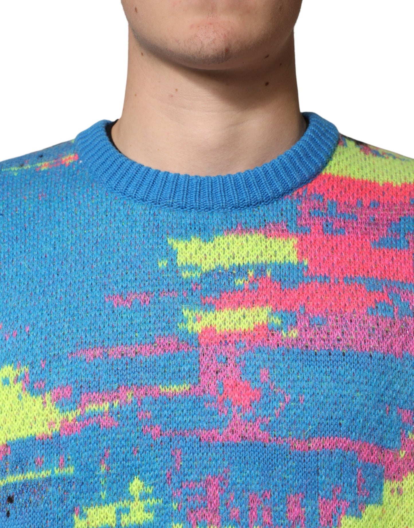 Dolce & Gabbana Multicolor Men Crew Neck Pullover Sweater