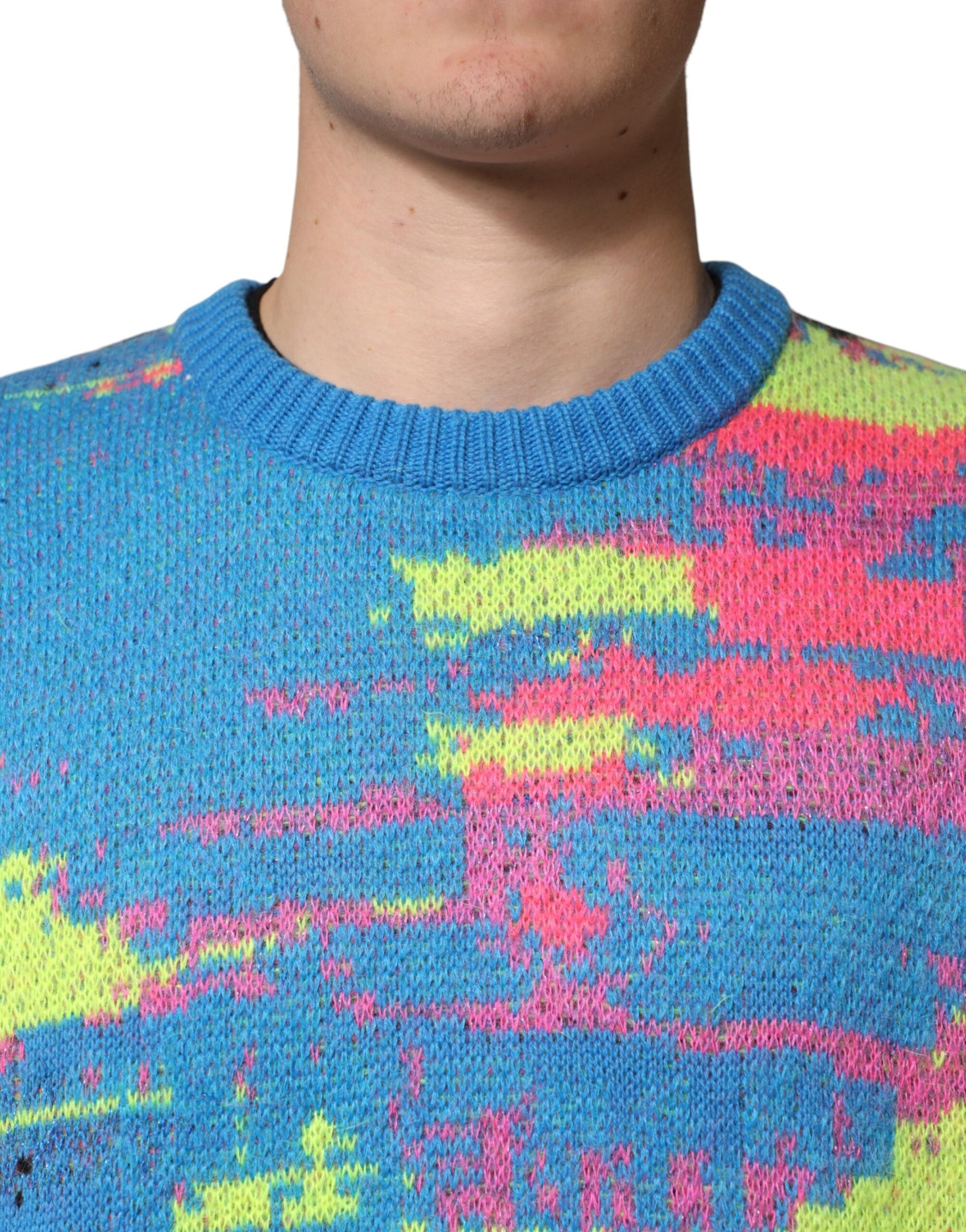 Dolce & Gabbana Multicolor Men Crew Neck Pullover Sweater