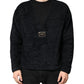 Dolce & Gabbana Black Cotton V-Neck Men Sweatshirt Sweater