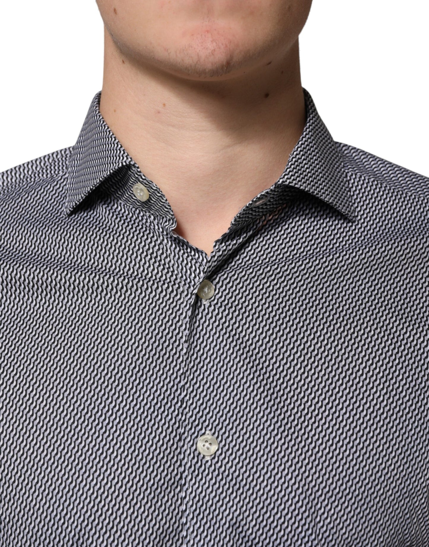 Domenico Tagliente Gray Patterned Long Sleeves Dress Shirt