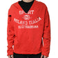 Dolce & Gabbana Red Distressed Cotton V-Neck Sweatshirt Men  Sweater