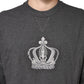 Dolce & Gabbana Gray Crown Crew Neck Men Sweatshirt Sweater