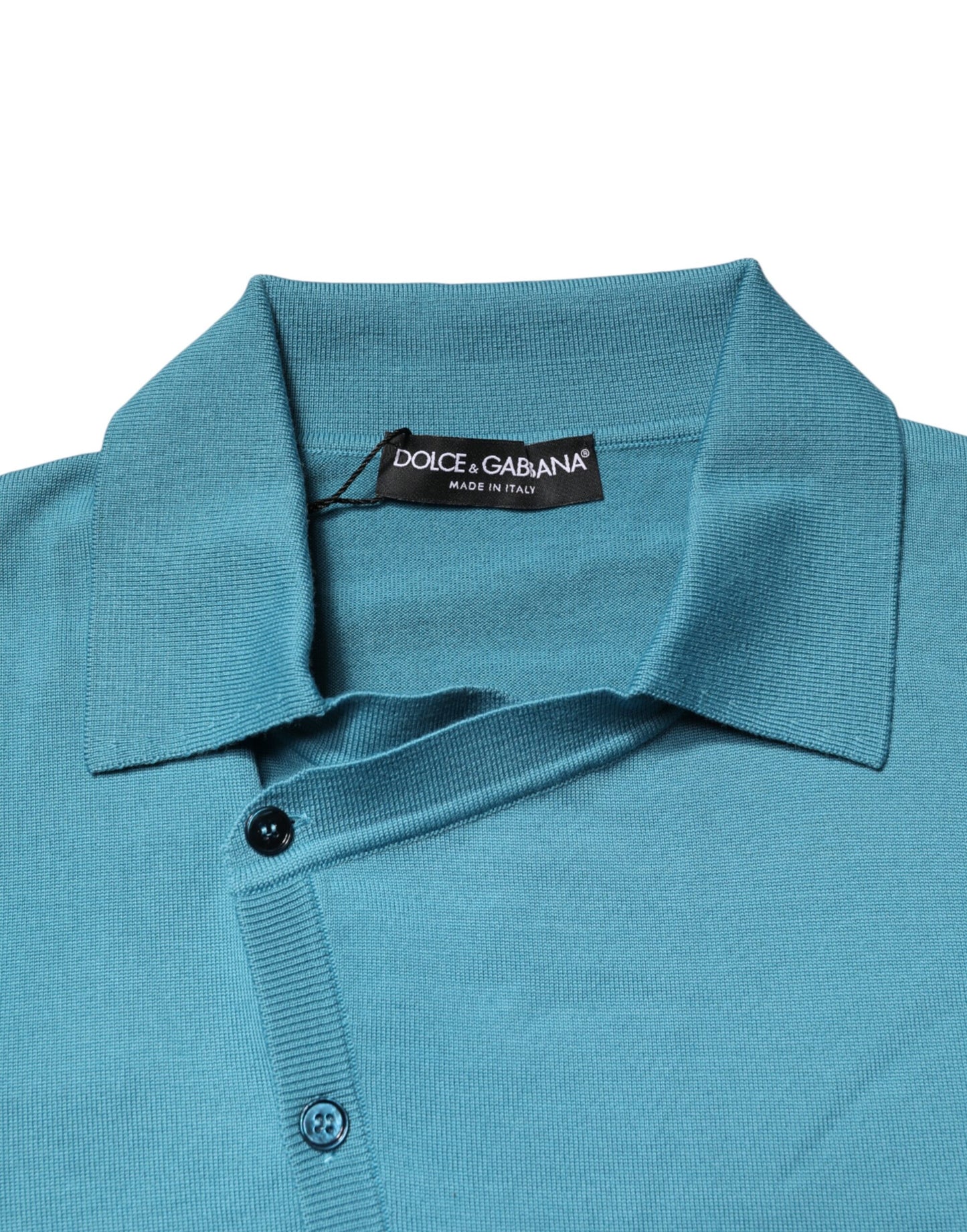 Dolce & Gabbana Teal Wool Collared Polo Pullover Sweater