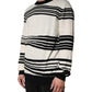 Dolce & Gabbana Black White Stripe CrewNeck Pullover Sweater