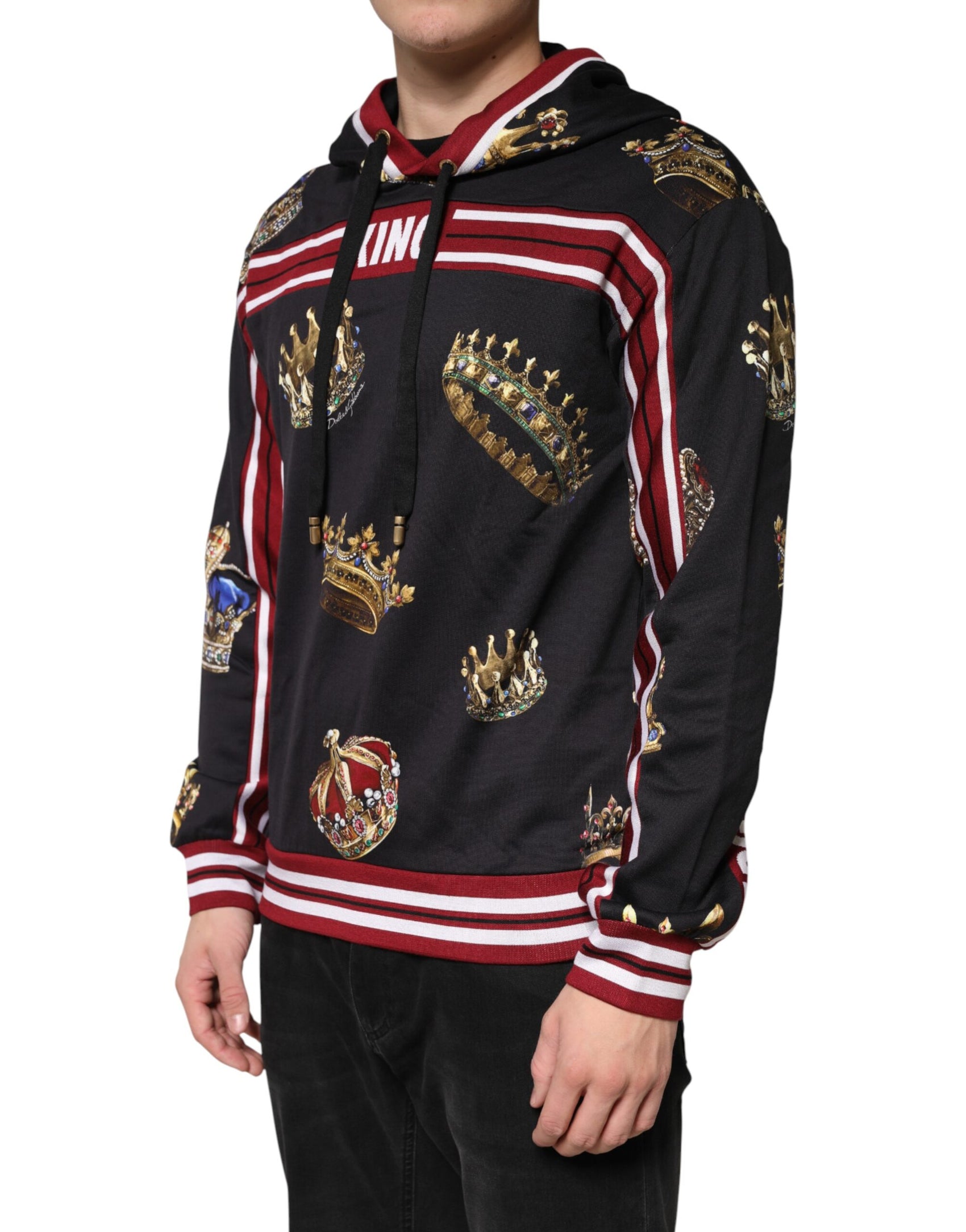 Dolce & Gabbana Black King Crown Hooded Sweatshirt Sweater