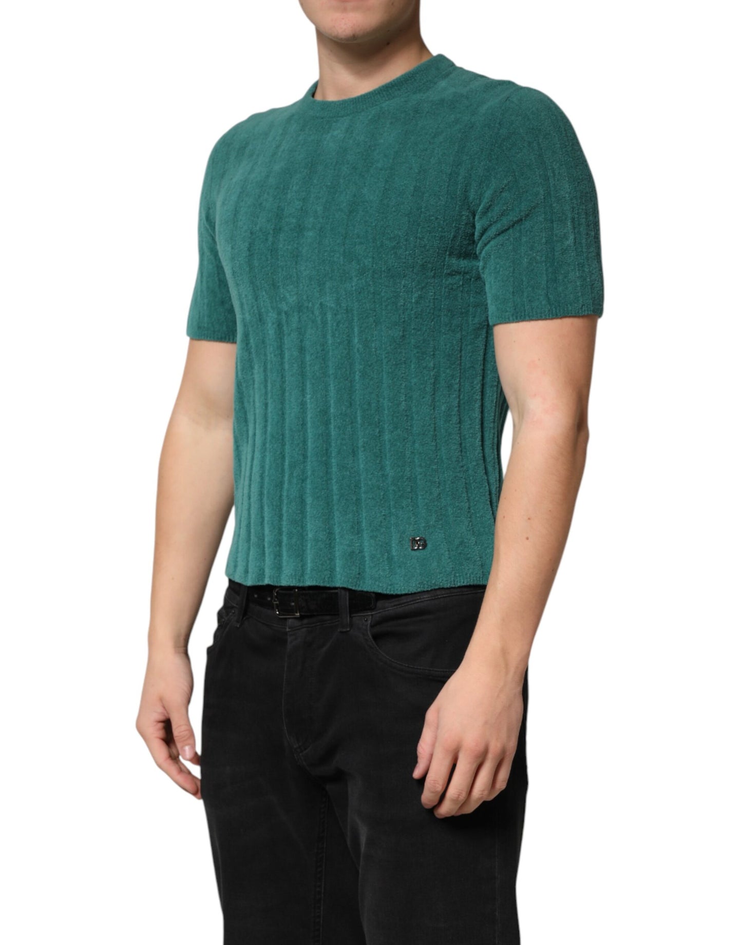 Dolce & Gabbana Dark Green Cotton Blend Men Crew Neck T-shirt