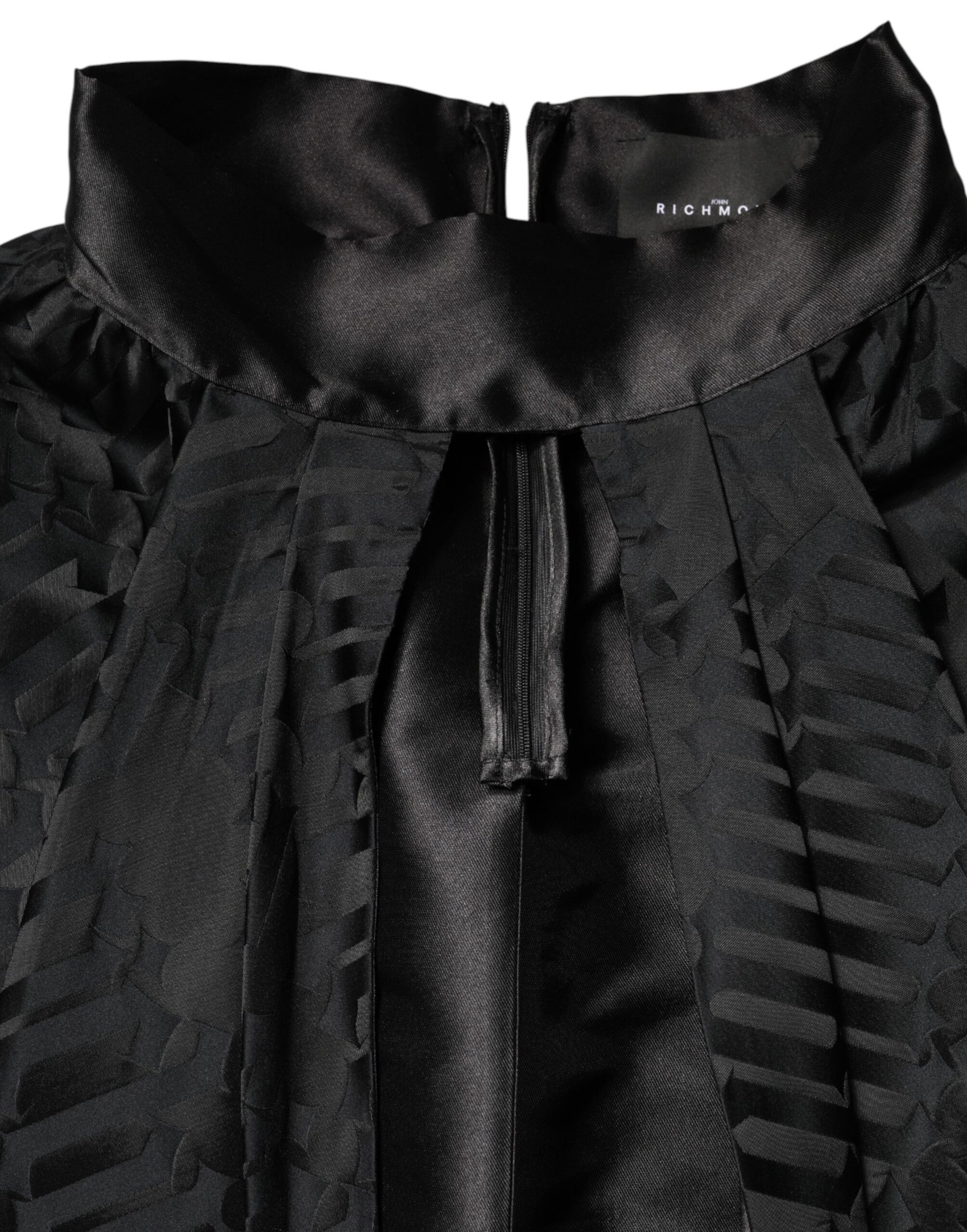 John Richmond Black Jacquard Deep V-neck Sleeveless 2 Pc Dress