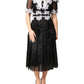 Dolce & Gabbana Black White Silk Macrame Lace Midi Dress