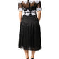 Dolce & Gabbana Black White Silk Macrame Lace Midi Dress