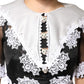 Dolce & Gabbana Black White Silk Macrame Lace Midi Dress