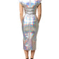 Dolce & Gabbana Silver Iridescent Bodycon Sheath Midi Dress