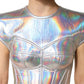 Dolce & Gabbana Silver Iridescent Bodycon Sheath Midi Dress