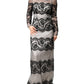 Dolce & Gabbana Black White Lace Silk Blend MaxiSheath Dress