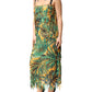 Dolce & Gabbana Multicolor Tropical Print Fringe Maxi Dress