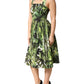 Dolce & Gabbana Green Leaves Print Cotton Halter Midi Dress