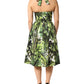 Dolce & Gabbana Green Leaves Print Cotton Halter Midi Dress