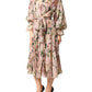 Dolce & Gabbana Pink Lily Print A-line Pleated Maxi Dress