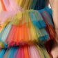 Dolce & Gabbana Multicolor Nylon Tiered Tulle Midi Dress