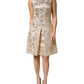 Dolce & Gabbana Beige Gold Floral Brocade Sleeveless Dress