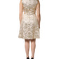 Dolce & Gabbana Beige Gold Floral Brocade Sleeveless Dress