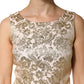 Dolce & Gabbana Beige Gold Floral Brocade Sleeveless Dress