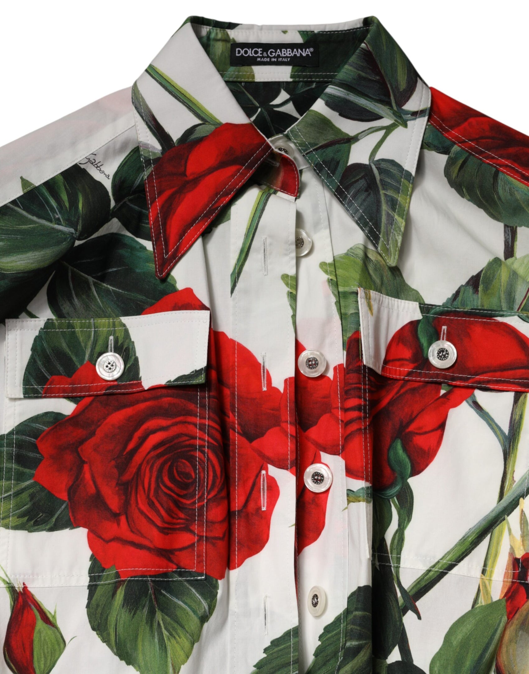 Dolce & Gabbana White Floral Print Cotton Jumpsuit Dress