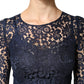 Dolce & Gabbana Blue Lace Ruffle A-line Knee Length Dress