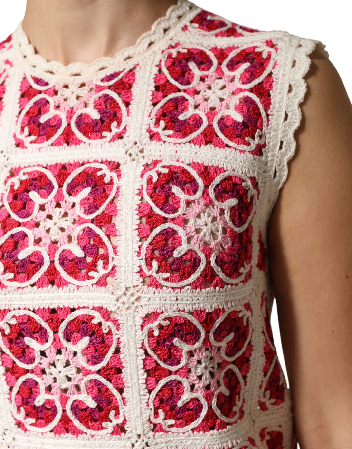 Dolce & Gabbana Multicolor Brick Stitched Crochet Mini Dress