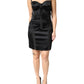 Dolce & Gabbana Black Satin Acetate Lace Eyelets Mini Dress