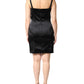Dolce & Gabbana Black Satin Acetate Lace Eyelets Mini Dress